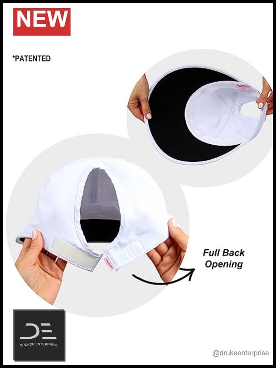 Wide Brim Ponytail Sun Hat, UPF 50, Lightweight Adjustable